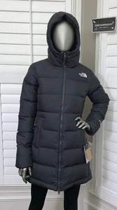 The North Face Womens Gotham Mid Parka 600-Down Winter Jacket Hooded - Grey NWT - Picture 1 of 18