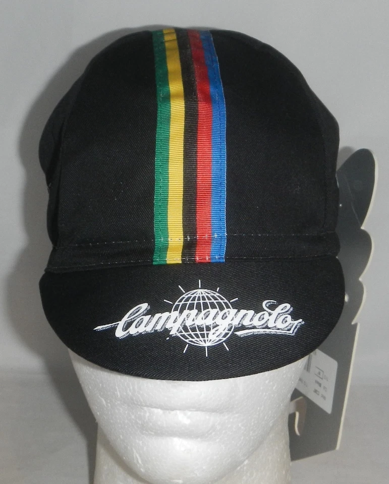 NUEVO Gorra Campagnolo Ciclismo Bicicleta Carreras Negra con Rayas Arco Iris Foto 1 de 4