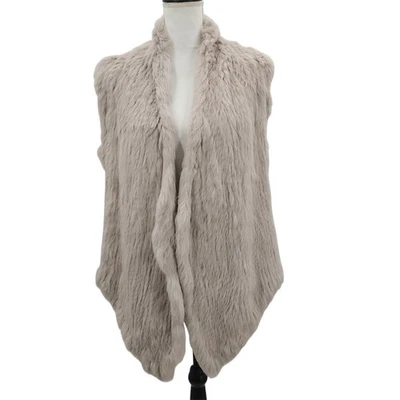 Chaleco Chaqueta Love Token Piel de Conejo Genuina Frente Abierto Tostado Talla XS Foto 1 de 4