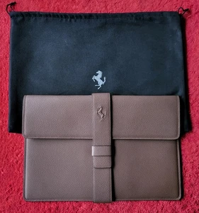 FERRARI Schedoni Chocolate Cioccolato Leder Dokumententasche Geldbörse Staubbeutel NEU - Bild 1 von 4