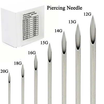 20pcs Disposable Surgical Steel Piercing Needles Sterile Tattoo Tools - NEW - Image 1 of 4
