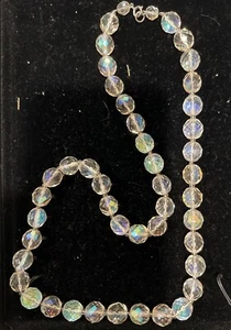 Vintage Round Faceted Heavy Aurora Borealis CRYSTAL Beaded Necklace - Picture 1 of 4