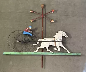 Curtis Jere Metal Wall Art Sculpture THE SULKY RACER Signed 1982 Horse Jockey - Picture 1 of 24