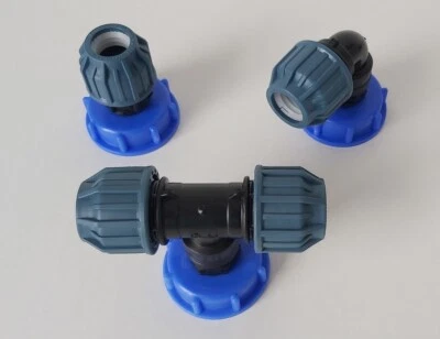 IBC Adapter T-Stück Winkel Klemmverbinder 25mm 1000L Regenwassertank Container - Bild 1 von 4