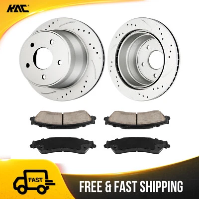 For GMC Jimmy 4WD Sonoma Chevrolet S10 Rear Drilled Disc Rotors & Brake Pads - Image 1 of 4