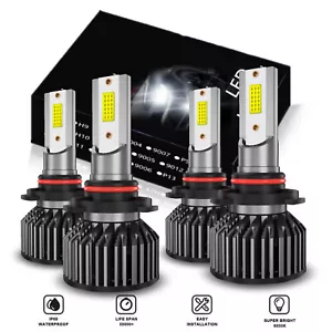 4x 9005 9006 LED Headlight Bulbs High Low Beam Kit Combo 7000K Xenon Super White - Picture 1 of 13