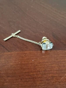 Seed Pearl & Oyster Shell Acrylic Encased Vintage TINY SWANK Tie Tack Lapel Pin - Picture 1 of 4