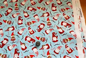 FAT QTR OR YARDAGE Create It Tossed Santa Snowman Deer etc Blue Christmas fabric - Picture 1 of 3
