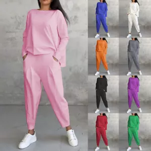 Women Tracksuits Set Loose Top+Pants Lounge Wear Ladies Casual Suit Loungewear - Picture 1 of 25
