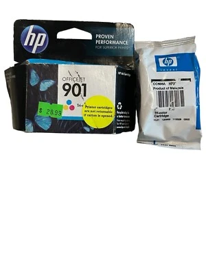 ORIGINAL HP TRI-COLOR 901 TINTENPATRONE NEU GESCHNITTENE BOX - VERSIEGELTE TÜTE MIT EINER ANDEREN - Bild 1 von 4