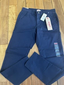 Levi’s Women Essential Chino Navy Blue Women Size 00 Waist 24 Tapered Leg Mid Ri - Picture 1 of 8