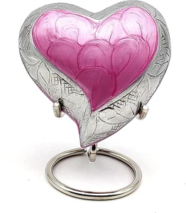 Pink Heart Keepsake Urn - Mini Ash Small Handcrafted Cremation  - Picture 1 of 9
