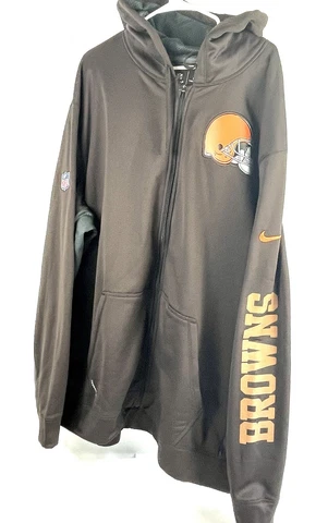 Cleveland Browns Hoodie Mens 4XL Nike On Field  Spell Out Long Sleeve Brown Zip Cover