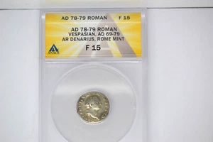 Ancient Roman- Vespasian- AD 78-79 AR Denarius- ANACS F-15. Nice! - Picture 1 of 5