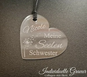 Schlüsselanhänger " Meine Seelen Schwester + Name " Gravur Geschenk  - Bild 1 von 2