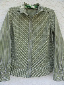 Camicetta Eddie Bauer Misses L cotone verde marrone bianco quadri come nuova - Foto 1 di 5