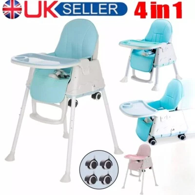 Adjustable 4-In-1 Baby Highchair Infant High Feeding Seat Toddler Table Chair UK - Image 1 of 4