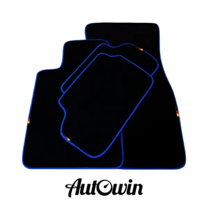 AutoWin Black Floor Mats for BMW 6 Series M6 F06 Gran Coupe 2013-2018 Blue Trim - Picture 1 of 13