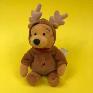 Disney Store Christmas Winnie The Pooh Reindeer Plush Beanie Soft Toy - Picture 1 of 5
