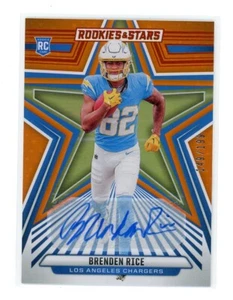 2024 Rookies & Stars #112 Brenden Rice Orange Auto/199 Rookie RC Chargers - Imagen 1 de 2