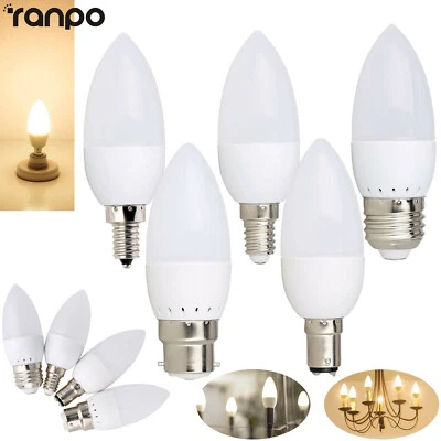 110-220V 3W LED Chandelier Candle Light Bulb E12 E26 E27 E14 B22 B15 White Lamp - Image 1 of 4