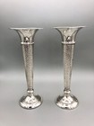 PAIR OF ARTS & CRAFTS STERLING SILVER VASES, WILLIAM AITKEN, BIRMINGHAM, 1910