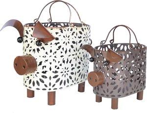 Farmhouse Metal Small Storage Basket Set Kitchen Bathroom Pig Decor 2 Count - Picture 1 of 1