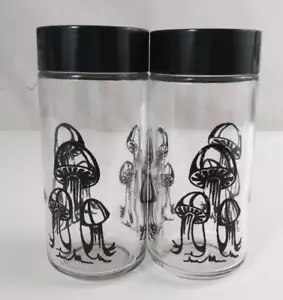 Vintage Clear Glass Apothecary Mushroom Design Round 4.75" Salt & Pepper Shakers - Picture 1 of 14