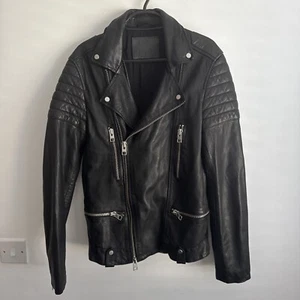 Men’s ALL SAINTS Kane Leather Black Biker Jacket UK XS Extra Small - Picture 1 of 10