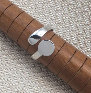 Sterling Silver Ring Blank with 8mm Pad Adjustable Style 925 Quality Finding HEA - Picture 1 of 7