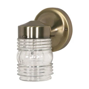 Nuvo Lighting SF77-995 6" MASON JAR W/ CLR GLASS LANTERN - Antique Brass Finish - Picture 1 of 1