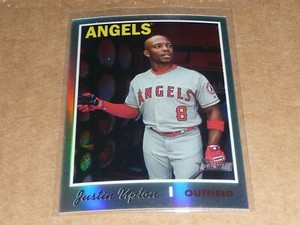 2019 Topps Heritage JUSTIN UPTON CHROME REFRACTOR /570 ANGELS #421 E9418