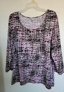 Women's Croft & Barrow Pink Brown Prints Knit Top Size XL - Picture 1 of 3