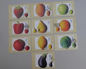 GB stamps Fun 2003 Fruit & Veg PHQ Cards FDI Front Set of 10 - Picture 1 of 2