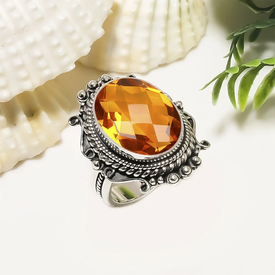 Citrine Gemstone Solid 925 Sterling Silver Ring Beautiful Amazing Jewelry, V6498 - Image 1 of 4