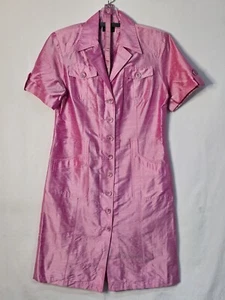 Juliana Collezione Womens Pink Silk Short Sleeve Belted Dress BarbieCore Y2K - Picture 1 of 8