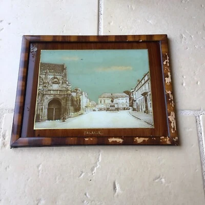 Fixé Sous-verre Ancien Falaise Incrustations De Nacre 26,5 X 35 Cm - Photo 1/4