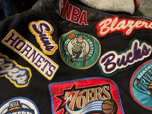 Vintage Jeff Hamilton Limited Edition NBA Collage LogoPatch Jacket size 5xl - Picture 1 of 10