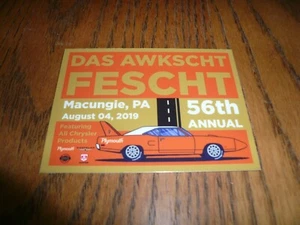 Das Awkscht Fescht Dash Plaque 56th Annual 2019, Macungie Pa - Vintage - Imagen 1 de 2