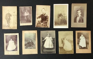 Lot of 10 small Cabinet Photos Photographs children babies vintage - Picture 1 of 5