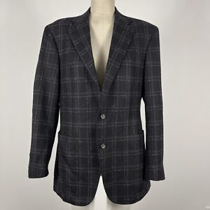 CANALI Kei Black Grey Plaid Wool Coat Blazer IT 50 US 40