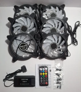 EZDIY-FAB RGB Slim Fan Set of 6 for PC - Computer Case Fan - New/Open Box - Bild 1 von 8