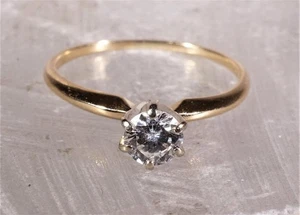 Anillo de compromiso de diamantes de 0,46 quilates de oro amarillo de 14 quilates talla 6,5 - Imagen 1 de 8