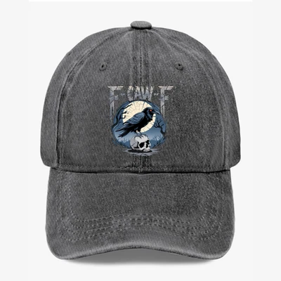 Gorra de béisbol F-CAW-F calavera de cuervo gótica punk rock de colección sombrero de papá unisex Foto 1 de 4