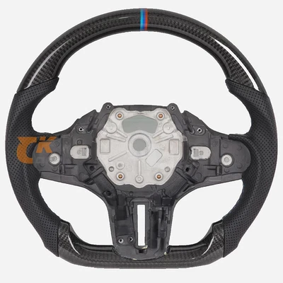 Black Carbon Fiber Leather Steering Wheel Fit for 2020-2024 BMW X7 X5 X6 G30 - Image 1 of 4