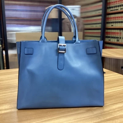 LEVENGER Vintage Blue Fine Leather Tote Bag Large Y2K Shoulder Bag Women’s - Image 1 of 4