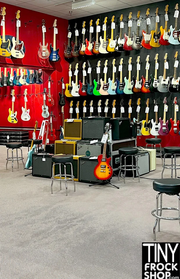 A-446 12" Fashion Doll Photography Backdrop - Standard - Guitar Store - Image 1 of 1