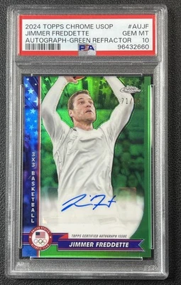 JIMMER FREDETTE PSA 10 2024 TOPPS CHROME US OLYMPICS GREEN REFRACTOR AUTO /99 - Image 1 of 2