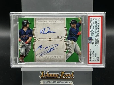 2018 Topps Definitive Rafael Devers Andrew Benintendi Dual Auto #8/10 PSA 9/10 Foto 1 de 2