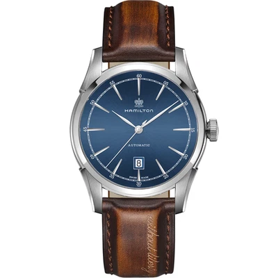 Reloj para hombre Hamilton Spirit of Liberty automático esfera azul cuero H42415541 Foto 1 de 4
